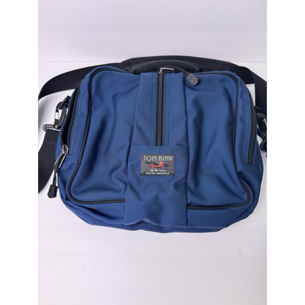 Tom Bihn Co-Pilot Shoulder Bag Blue Black Ballistic Nylon Travel Briefcase